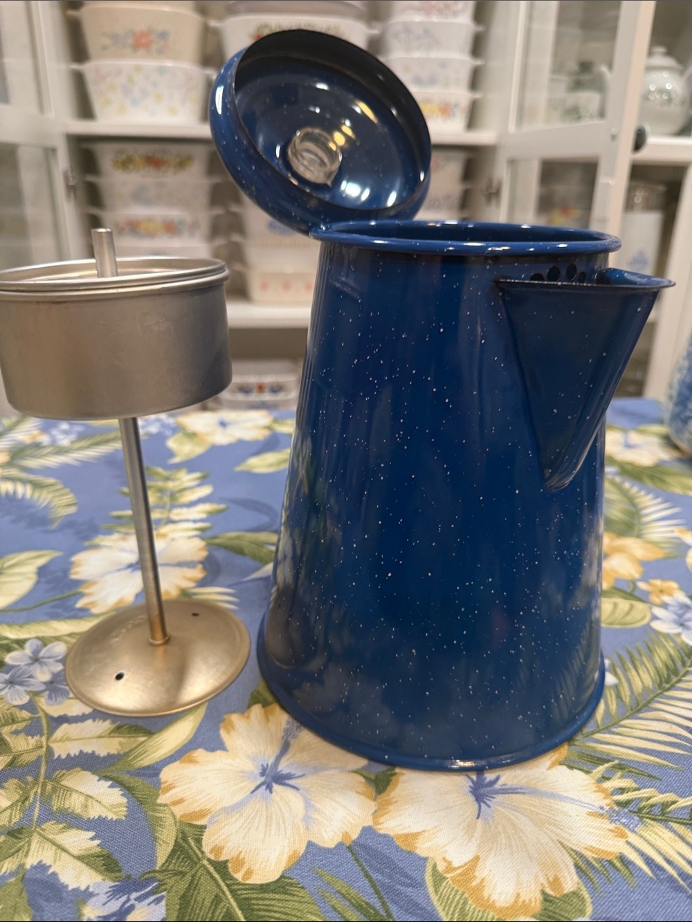 Blue Speckled Enamel Coffee Pot - Picture 7 of 7